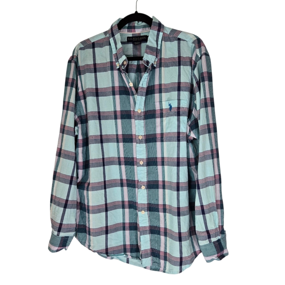 U.S Polo Assn Mens  Casual Button Down Checked  Shirt Sze XXL